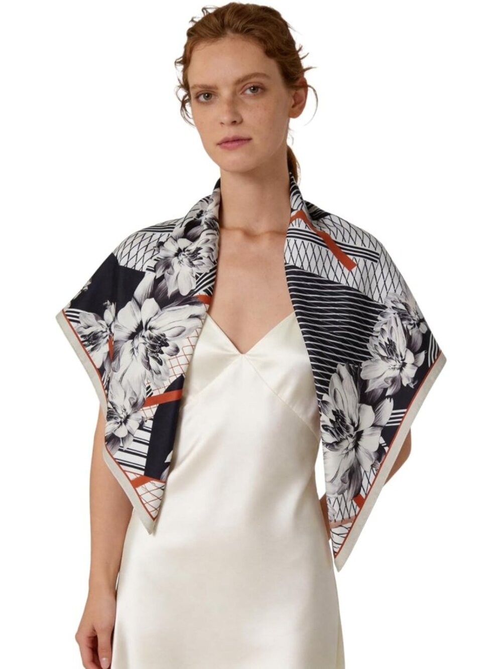 Elegant Double-Sided Silk Scarf - 35" Large Square Lightweight Head Wrap